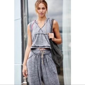 NWT Free People Movement Meadowbrook Sleeveless Hoodie Washed Black